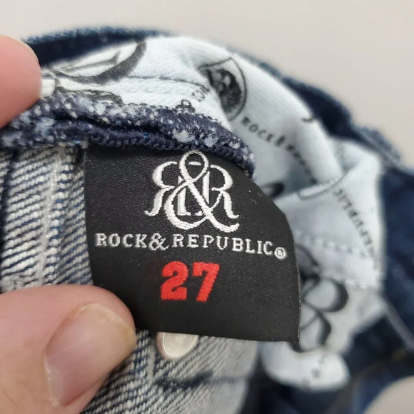 Rock & Republic Kasandra Women's Vintage Blue Rinse Gemstone Bootcut Jeans 27 - Picture 6 of 12